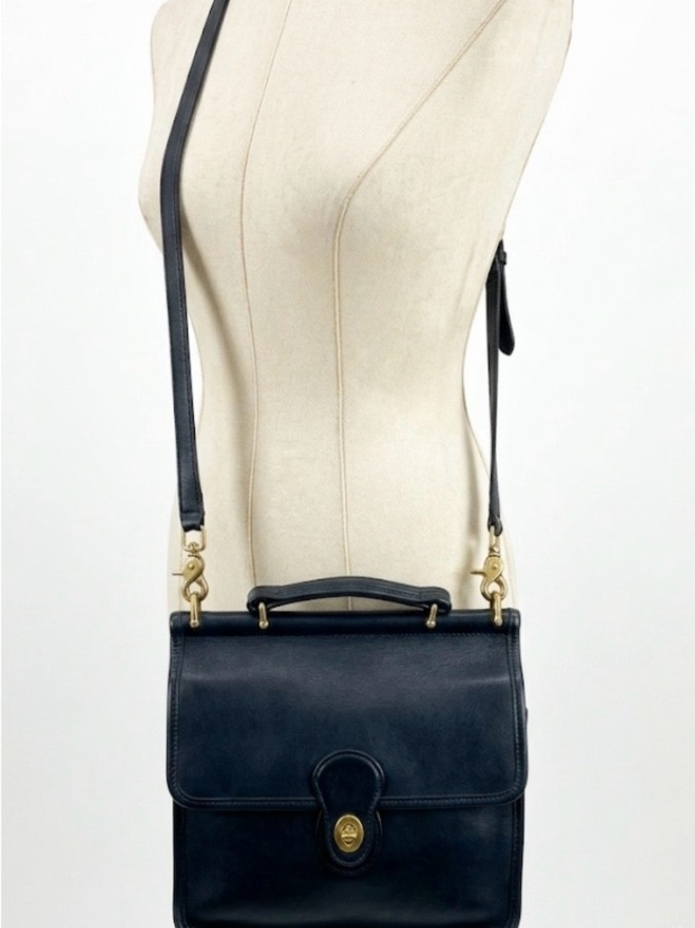 Coach Black Leather Top-Handle Crossbody Bag with Gold Hardware - Picture 3 of 3